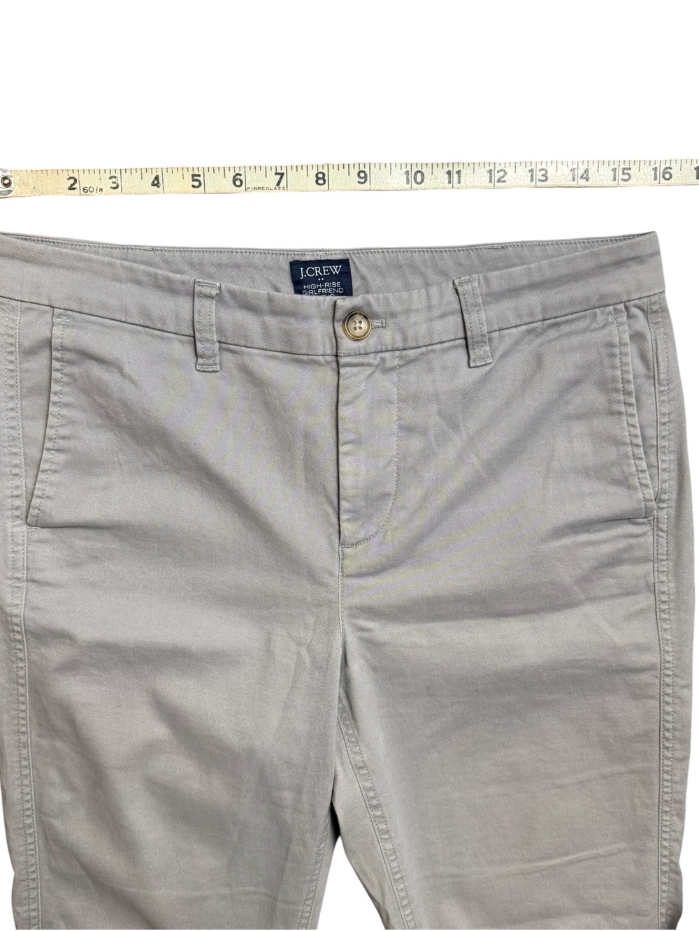 J.Crew High-Rise Girlfriend Chino Pants Gray Raw Hem Size 6 - Picture 4 of 8